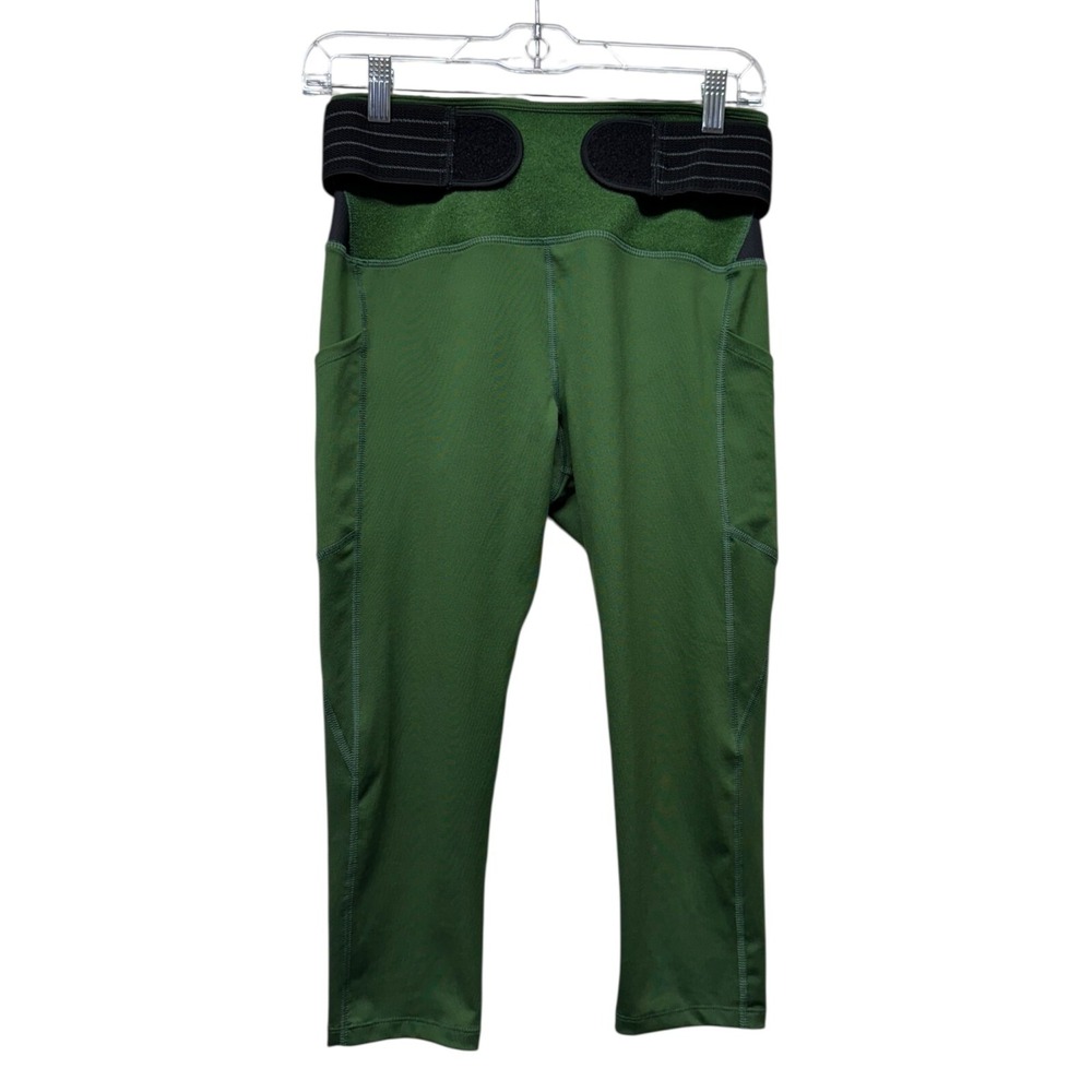 Tommie Copper Lower‎ Back Support Capri Legging Sz M Green Adjustable Straps